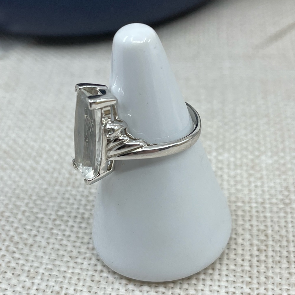 Vintage Estate Sterling Silver Faceted Emerald-Cut Statement Ring Size 7 - Picture 14 of 17